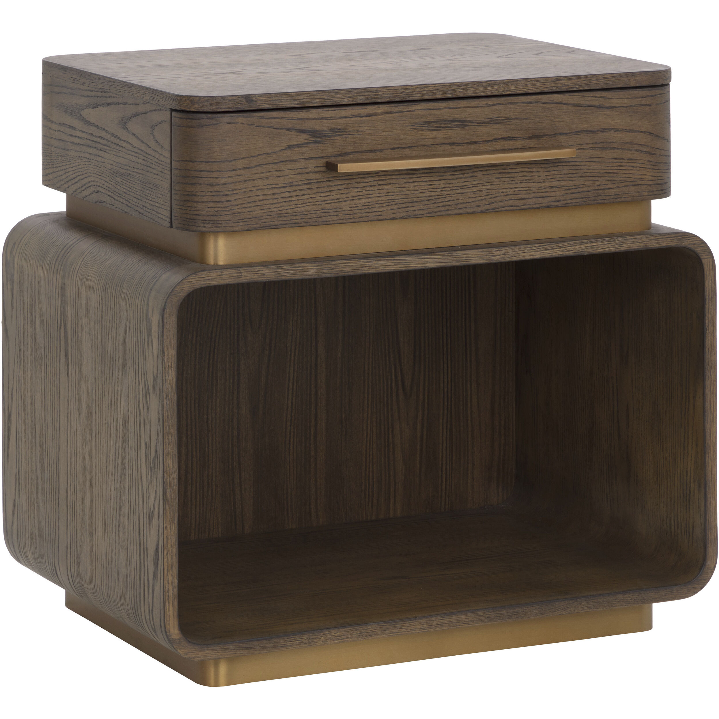 Taro 28.25 X 26.5 inch Brown / Brushed Gold Nightstand